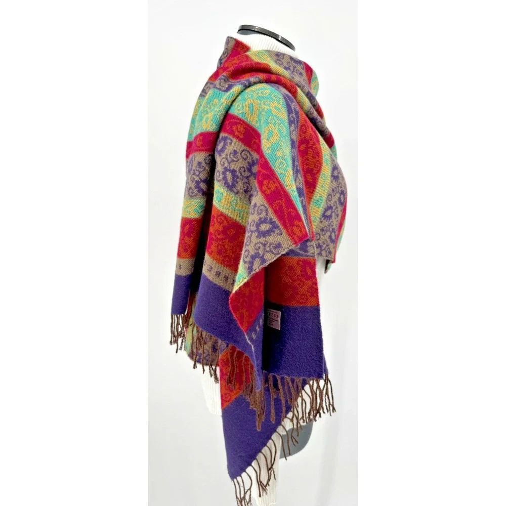Scarf Wrap Fringed Woven Jacquard Statement EXPRESS Logo